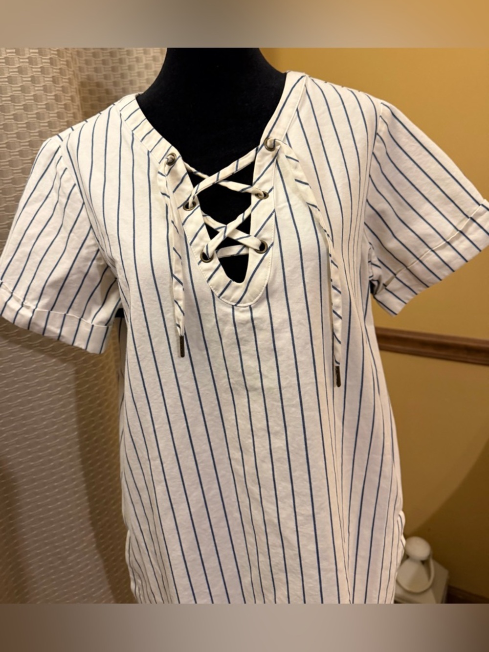 Madewell White Mini Skirt with Navy Stripes - Picture 3 of 13